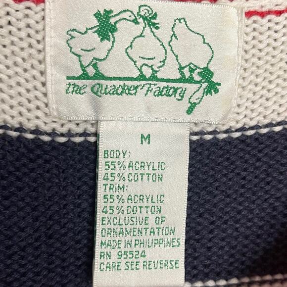 The Quacker Factory Tunic Sweater Women's M Red Patriotic Striped Knit VTG Star - Picture 6 of 10
